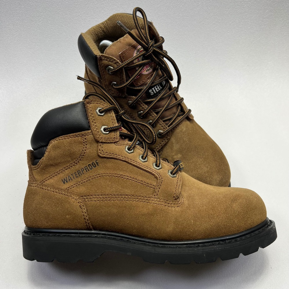Brahma Alpha Boots Mens 7.5 Leather Steel Toe Waterproof Workwear No Insoles